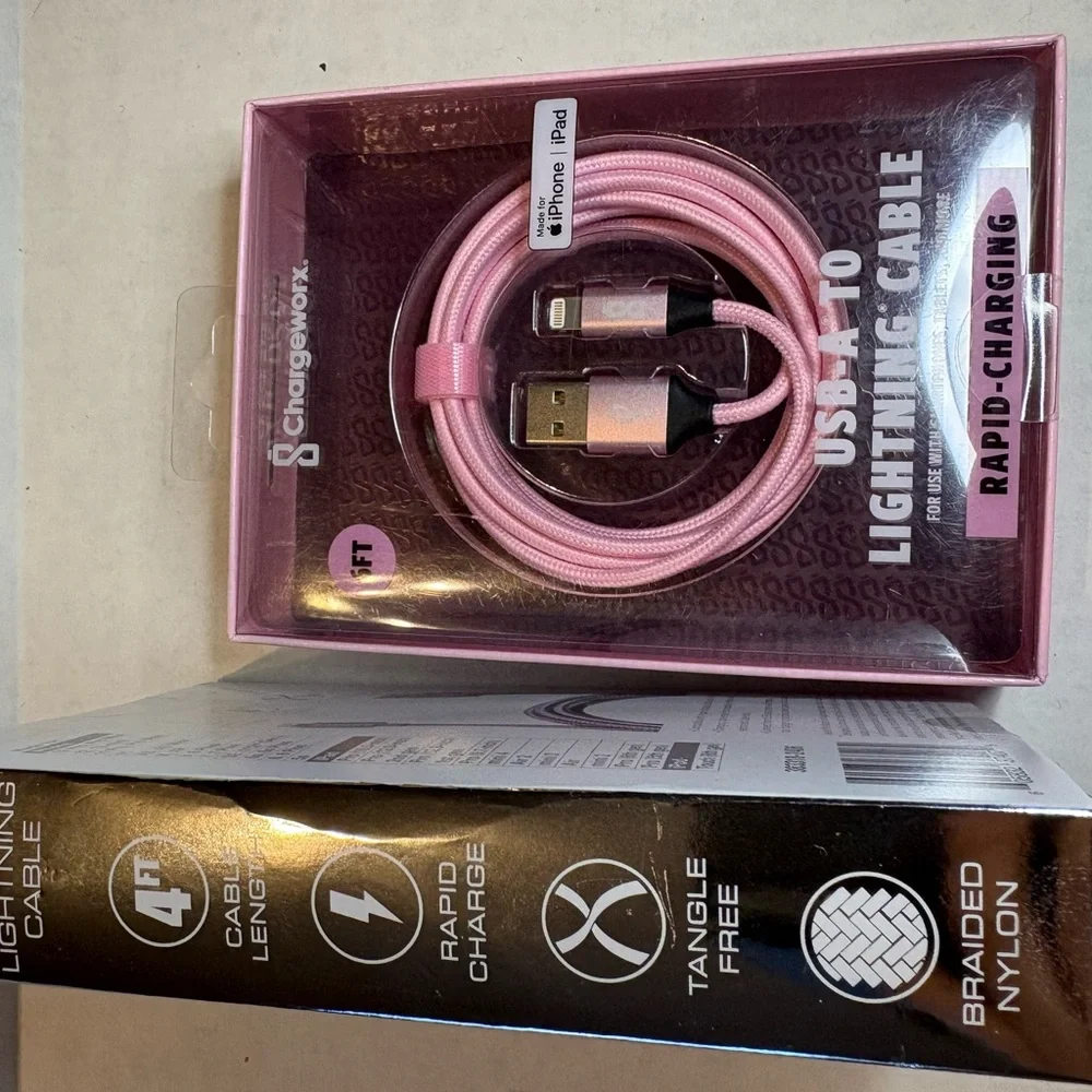 Pink & Silver USB-A to Lightning Cable